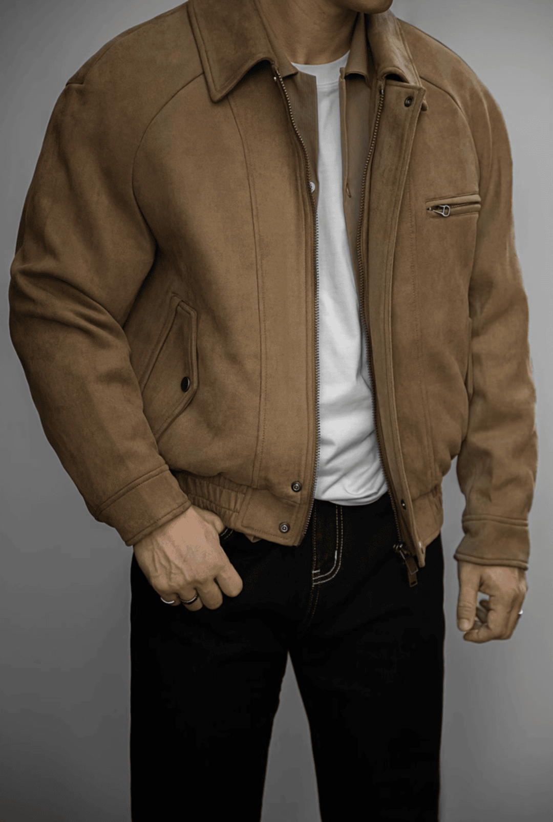 Luxe Suede Bomber Jacket