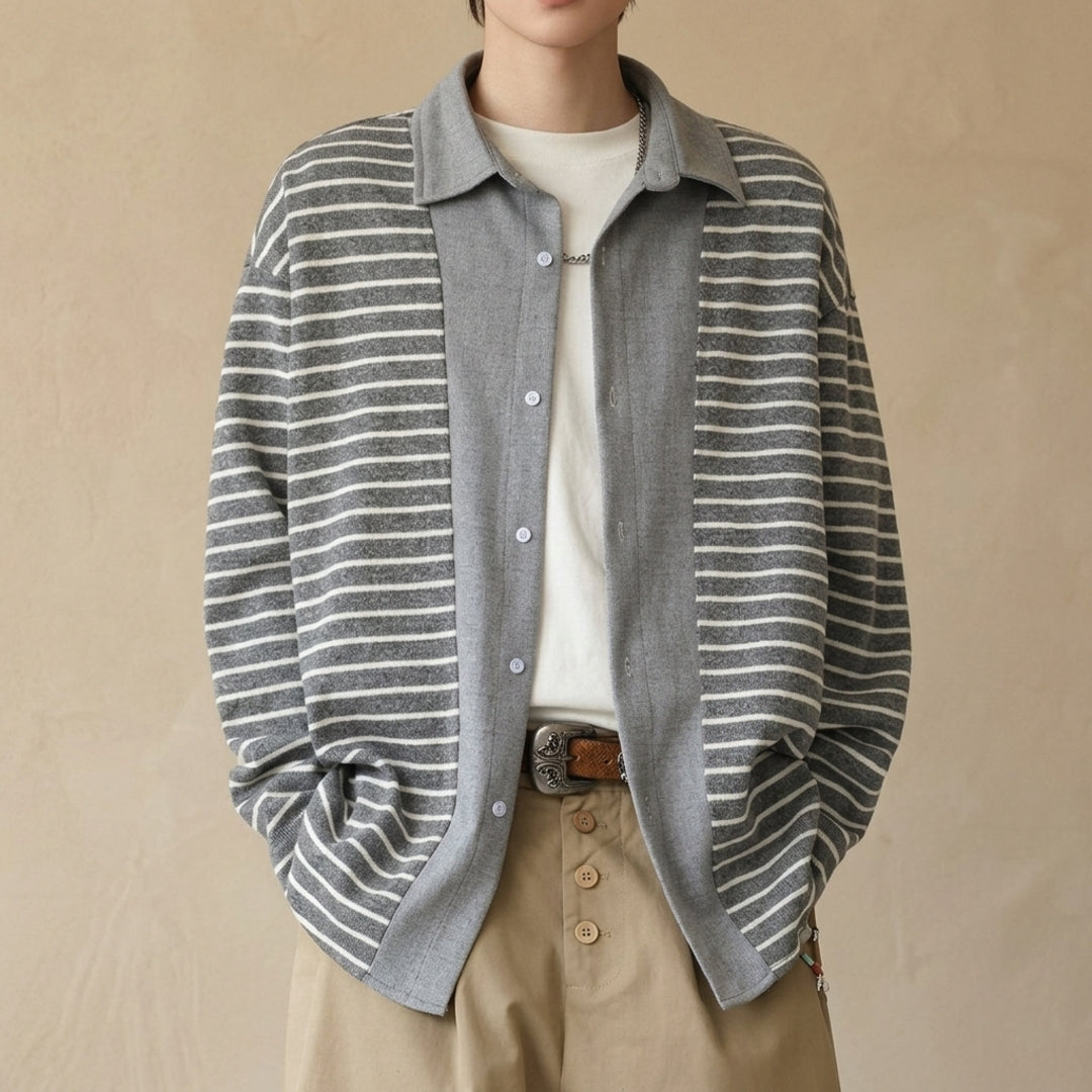 Harcourt Striped Knit Overshirt