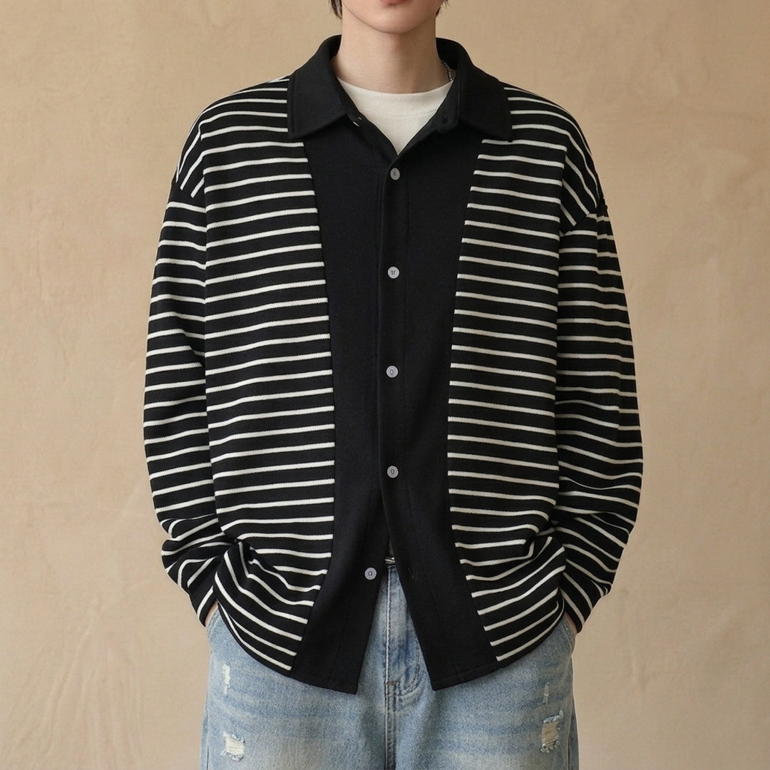 Harcourt Striped Knit Overshirt