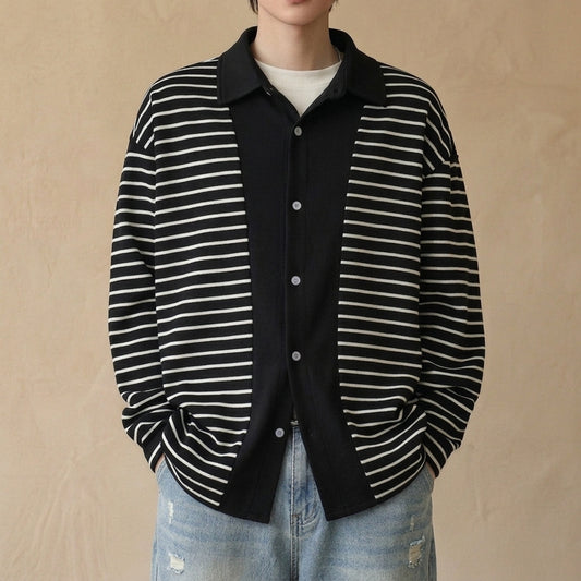 Harcourt Striped Knit Overshirt