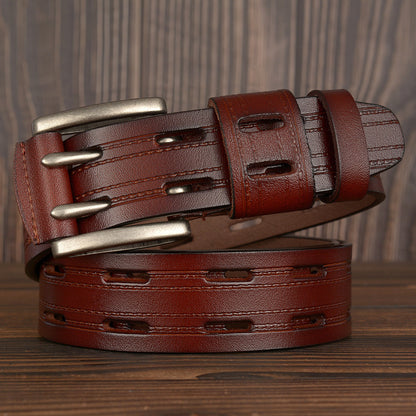 Double Pin Leather Belt