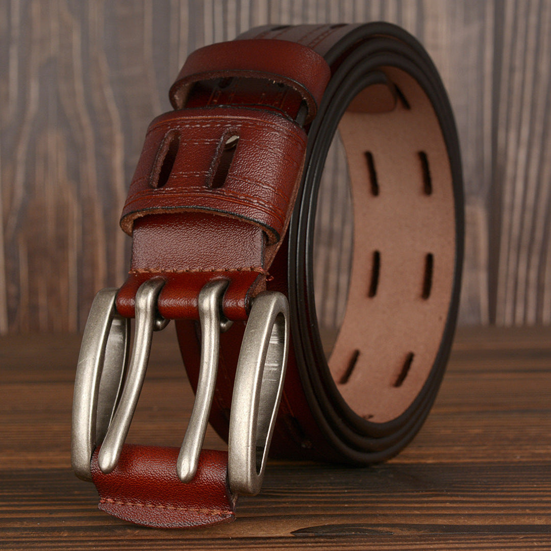 Double Pin Leather Belt