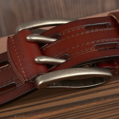 Double Pin Leather Belt