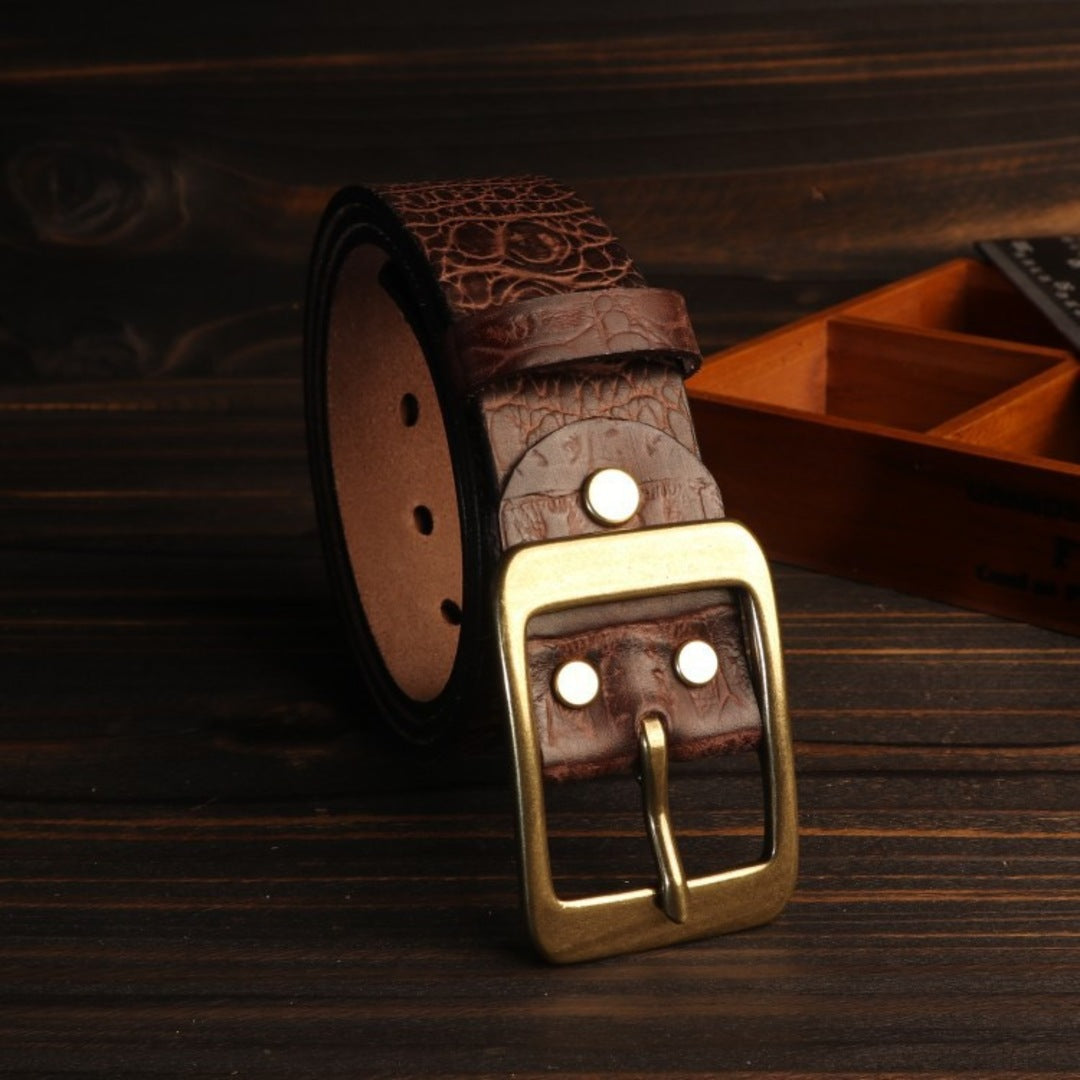 Croc Finish Leather Belt