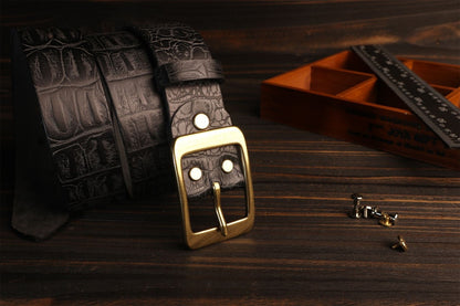 Croc Finish Leather Belt