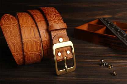 Croc Finish Leather Belt