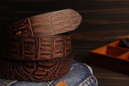 Croc Finish Leather Belt